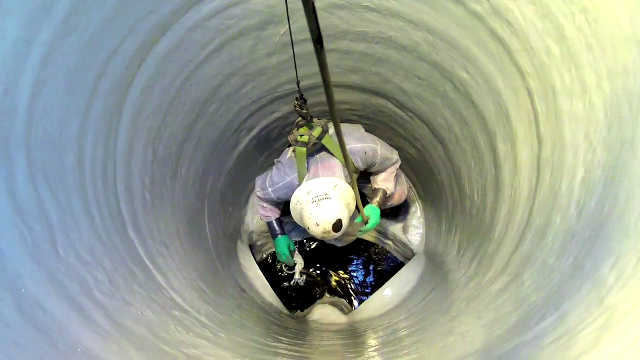Manhole structural rehabilitation work in progress