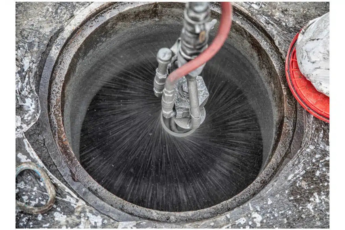 Polyurea manhole lining application inside manhole